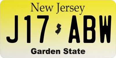 NJ license plate J17ABW