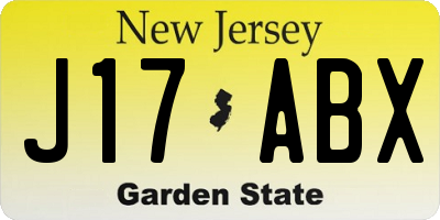 NJ license plate J17ABX