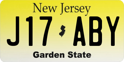 NJ license plate J17ABY