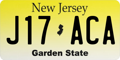 NJ license plate J17ACA