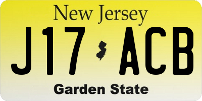 NJ license plate J17ACB