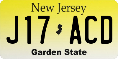 NJ license plate J17ACD
