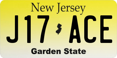 NJ license plate J17ACE
