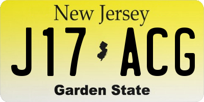 NJ license plate J17ACG