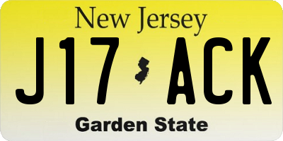NJ license plate J17ACK