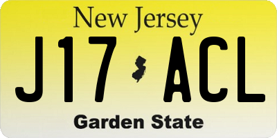 NJ license plate J17ACL