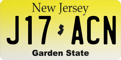 NJ license plate J17ACN