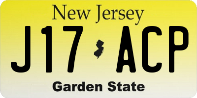 NJ license plate J17ACP