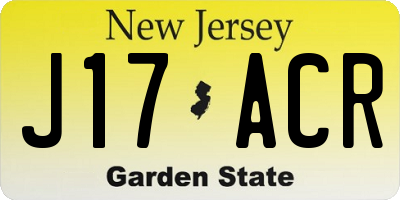 NJ license plate J17ACR