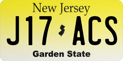 NJ license plate J17ACS