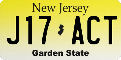 NJ license plate J17ACT