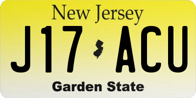 NJ license plate J17ACU