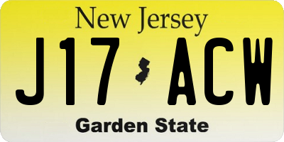 NJ license plate J17ACW