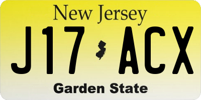 NJ license plate J17ACX
