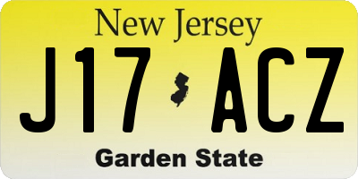 NJ license plate J17ACZ