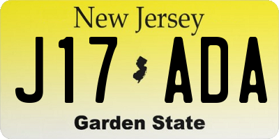 NJ license plate J17ADA