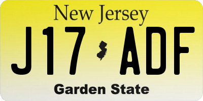 NJ license plate J17ADF