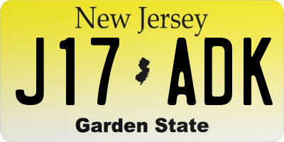 NJ license plate J17ADK