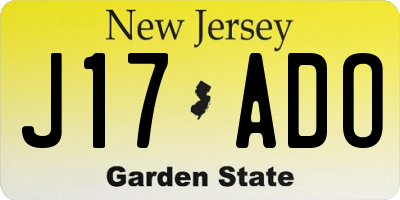 NJ license plate J17ADO
