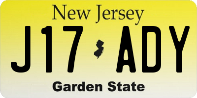 NJ license plate J17ADY
