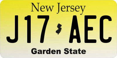 NJ license plate J17AEC