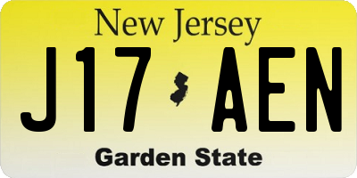 NJ license plate J17AEN