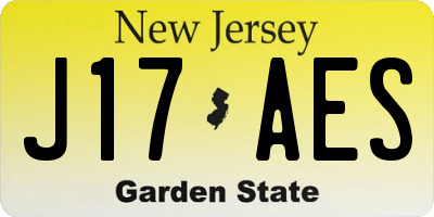 NJ license plate J17AES