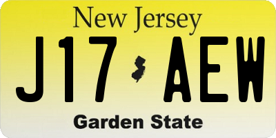 NJ license plate J17AEW