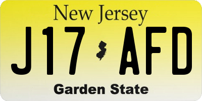 NJ license plate J17AFD