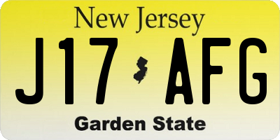 NJ license plate J17AFG