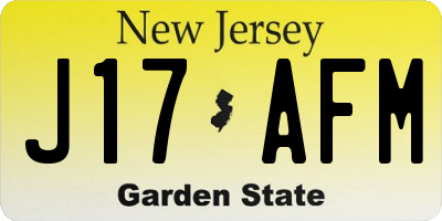 NJ license plate J17AFM