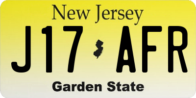 NJ license plate J17AFR