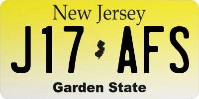 NJ license plate J17AFS