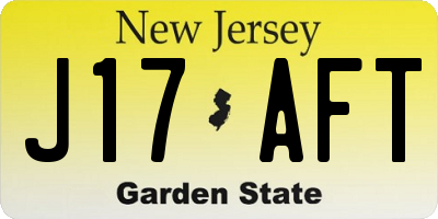 NJ license plate J17AFT
