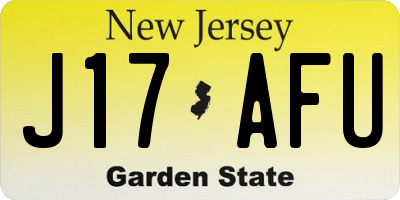 NJ license plate J17AFU