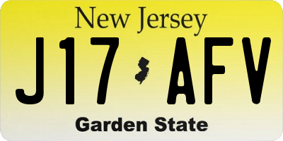 NJ license plate J17AFV