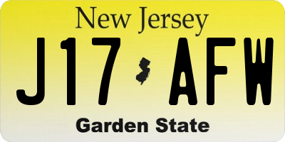 NJ license plate J17AFW