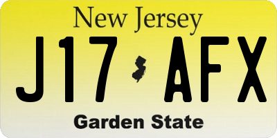 NJ license plate J17AFX