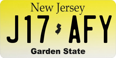 NJ license plate J17AFY