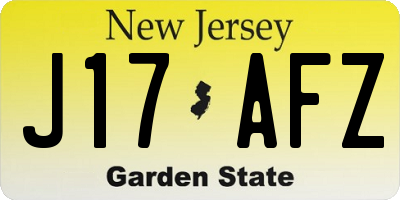 NJ license plate J17AFZ