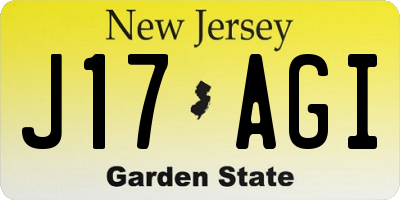 NJ license plate J17AGI