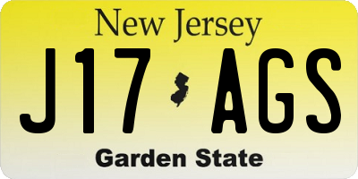 NJ license plate J17AGS