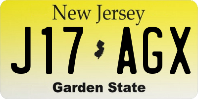 NJ license plate J17AGX