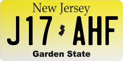 NJ license plate J17AHF
