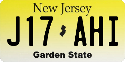 NJ license plate J17AHI