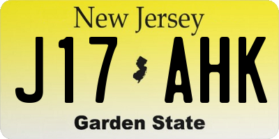NJ license plate J17AHK