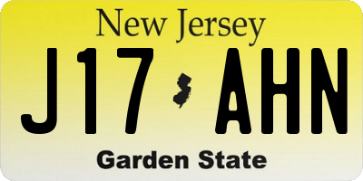 NJ license plate J17AHN