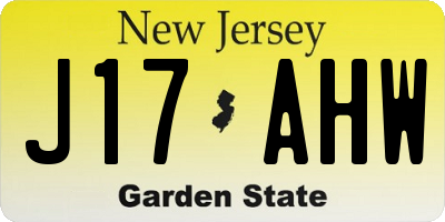 NJ license plate J17AHW