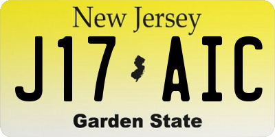 NJ license plate J17AIC