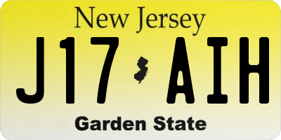 NJ license plate J17AIH